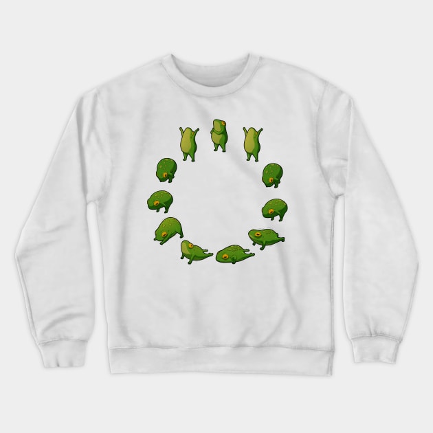 Yoga Frog Sun Salutation (No Arrow) Crewneck Sweatshirt by DingHuArt